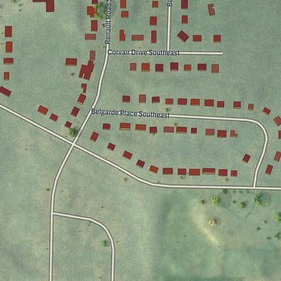 Close-up of the map of Orchard Knob, Georgia print showing street and building detail