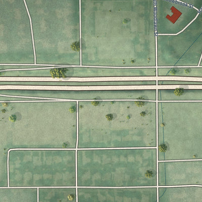 Close-up of the map of Eastborough, Kansas print showing street and building detail