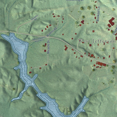 Close-up of the map of West Jefferson, Alabama print showing street and building detail