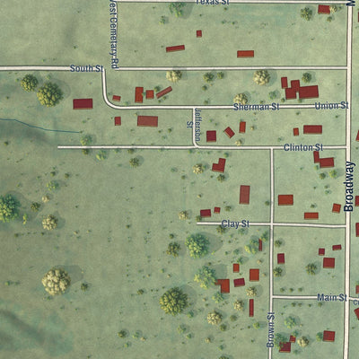 Close-up of the map of Camden, Illinois print showing street and building detail