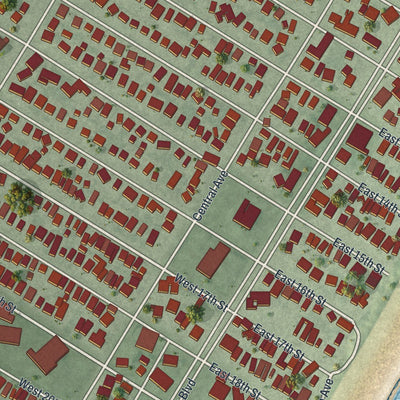 Close-up of the map of Ship Bottom, New Jersey print showing street and building detail