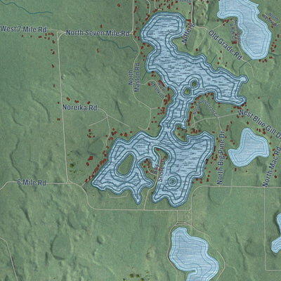 Close-up of the map of Elk, Lake County, Michigan print showing street and building detail