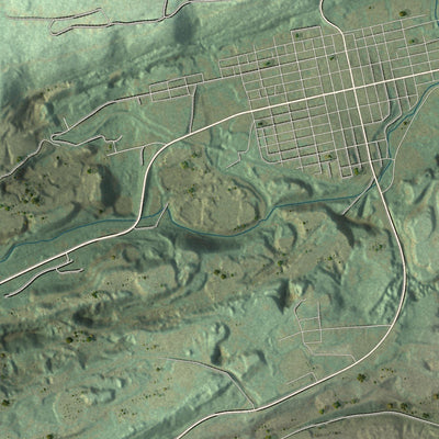 Close-up of the map of Ryan, Pennsylvania print showing street and building detail