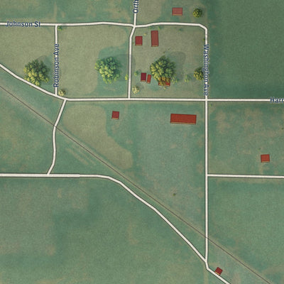 Close-up of the map of Loveland, Oklahoma print showing street and building detail