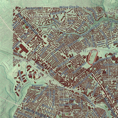 Close-up of the map of Baltimore, Maryland print showing street and building detail