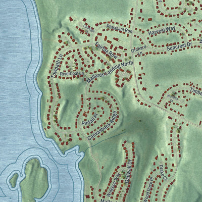 Close-up of the map of the Town of Waterford, New York print showing street and building detail