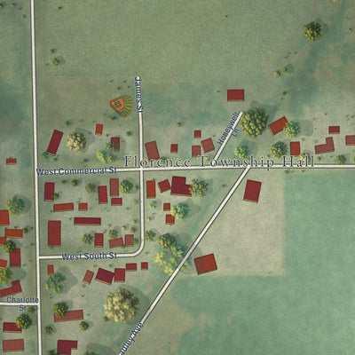 Close-up of the map of Symerton, Illinois print showing street and building detail