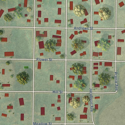 Close-up of the map of Max, North Dakota print showing street and building detail