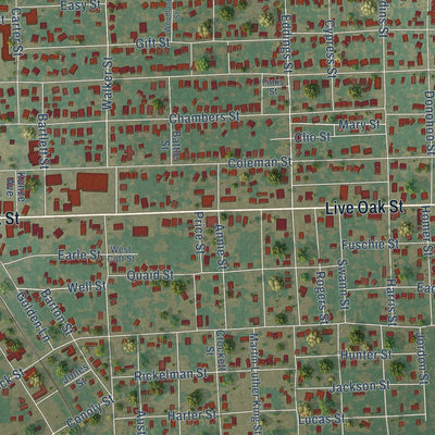 Close-up of the map of Marlin, Texas print showing street and building detail