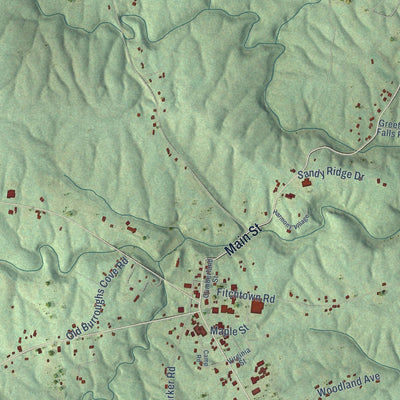 Close-up of the map of Altamont, Tennessee print showing street and building detail