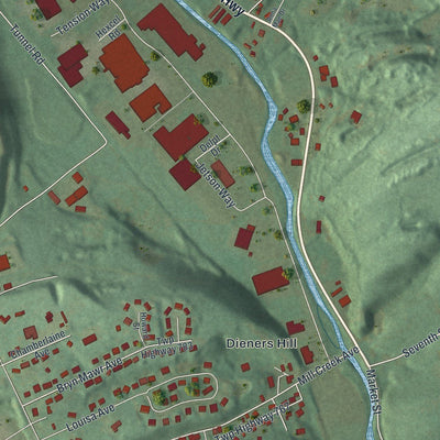 Close-up of the map of East Norwegian, Pennsylvania print showing street and building detail