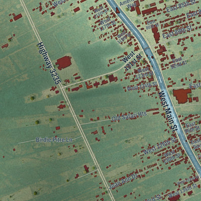 Close-up of the map of Galliano, Louisiana print showing street and building detail