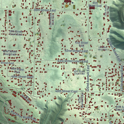 Close-up of the map of Edgewood, Washington print showing street and building detail