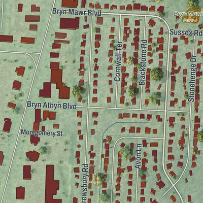 Close-up of the map of Mary Esther, Florida print showing street and building detail