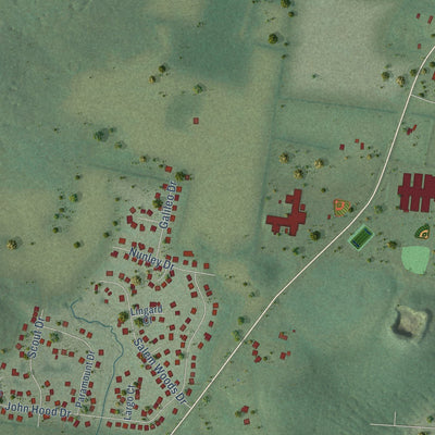 Close-up of the map of Rockvale, Tennessee print showing street and building detail