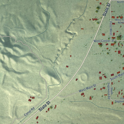 Close-up of the map of Clawson, Utah print showing street and building detail