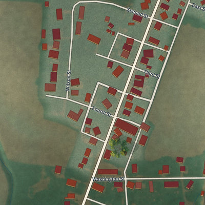 Close-up of the map of Chatfield, Ohio print showing street and building detail