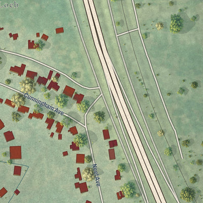 Close-up of the map of Rose Hill Acres, Texas print showing street and building detail