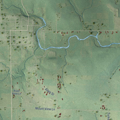 Close-up of the map of Rietbrock, Wisconsin print showing street and building detail