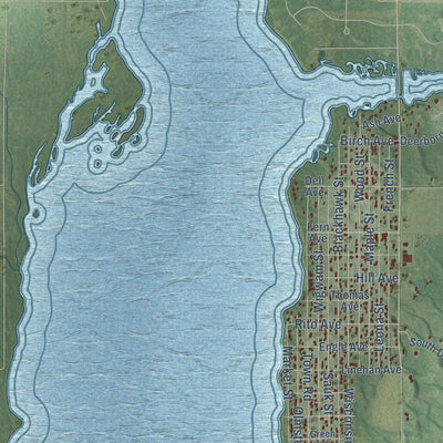 Close-up of the map of Quincy, Wisconsin print showing street and building detail