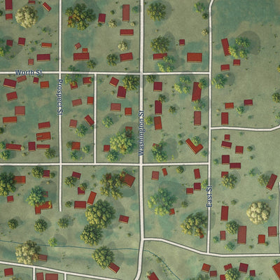 Close-up of the map of Lamont, Iowa print showing street and building detail