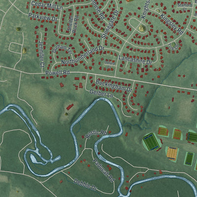 Close-up of the map of Eastampton, New Jersey print showing street and building detail
