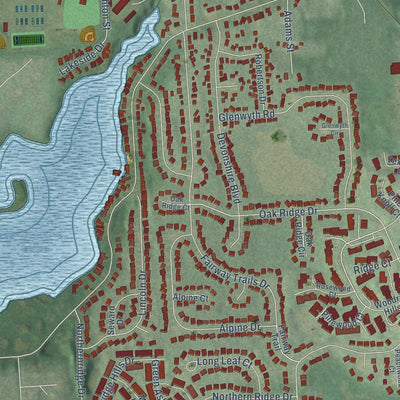 Close-up of the map of Brighton, Michigan print showing street and building detail