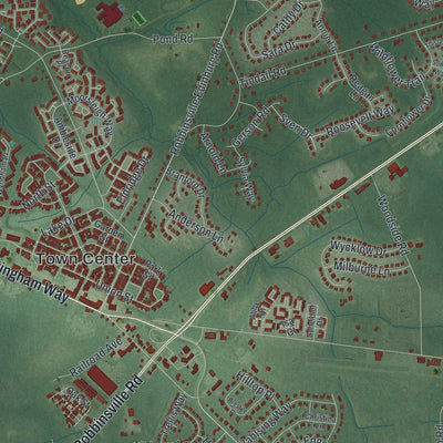 Close-up of the map of Robbinsville, New Jersey print showing street and building detail
