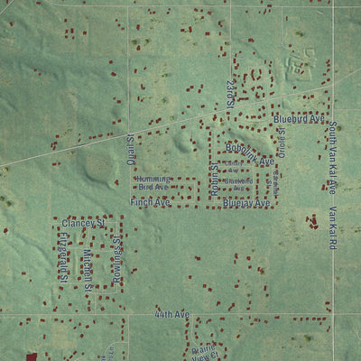 Close-up of the map of Almena, Michigan print showing street and building detail