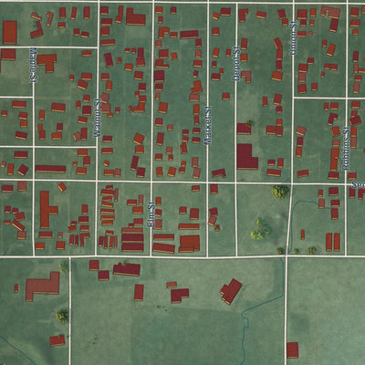 Close-up of the map of Hope, Indiana print showing street and building detail