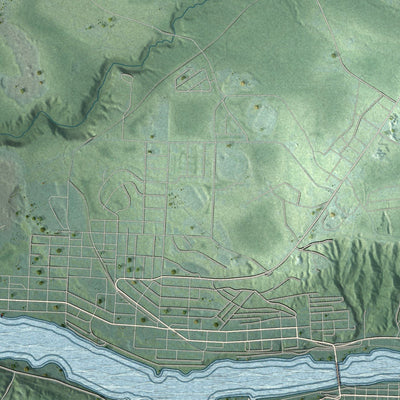 Close-up of the map of Hancock, Houghton County, Michigan print showing street and building detail
