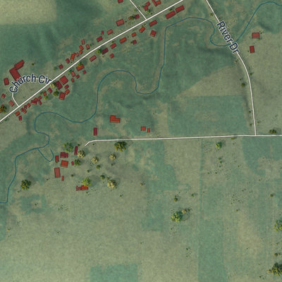 Close-up of the map of Sobieski, Minnesota print showing street and building detail