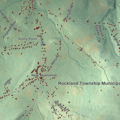 Close-up of the map of Rockland, Berks County, Pennsylvania print showing street and building detail
