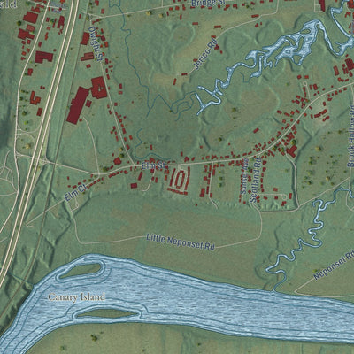Close-up of the map of Hatfield, Massachusetts print showing street and building detail