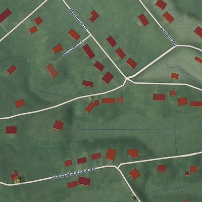 Close-up of the map of Shamrock Lakes, Indiana print showing street and building detail