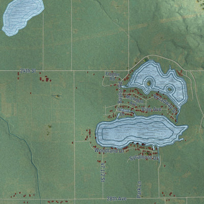 Close-up of the map of Arlington, Michigan print showing street and building detail