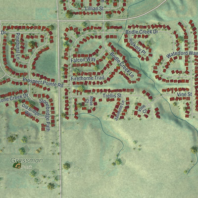 Close-up of the map of Jordan, Minnesota print showing street and building detail
