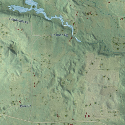 Close-up of the map of Richford, Wisconsin print showing street and building detail