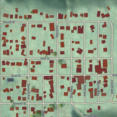 Close-up of the map of Patterson Heights, Pennsylvania print showing street and building detail