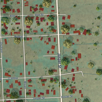 Close-up of the map of Cove, Oregon print showing street and building detail