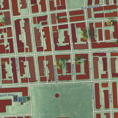 Close-up of the map of Riverside, Maryland print showing street and building detail