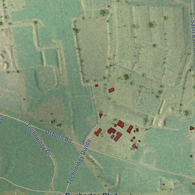 Close-up of the map of Snelling, South Carolina print showing street and building detail