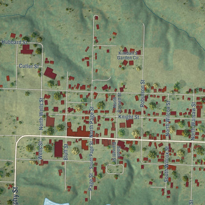 Close-up of the map of Nauvoo, Illinois print showing street and building detail
