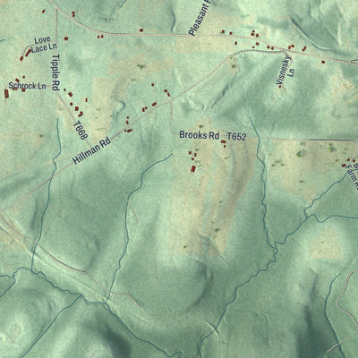 Close-up of the map of Gaskill, Pennsylvania print showing street and building detail