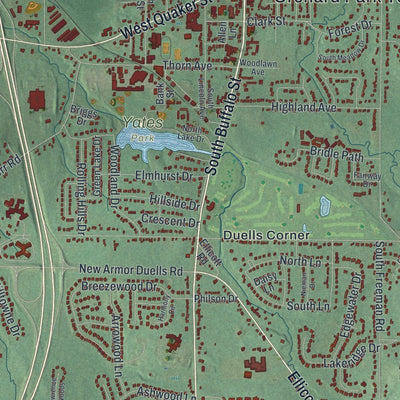 Close-up of the map of the Town of Orchard Park, New York print showing street and building detail