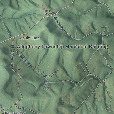 Close-up of the map of Allegheny, Somerset County, Pennsylvania print showing street and building detail