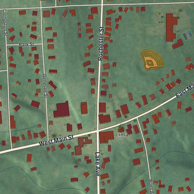 Close-up of the map of the Village of Lima, New York print showing street and building detail