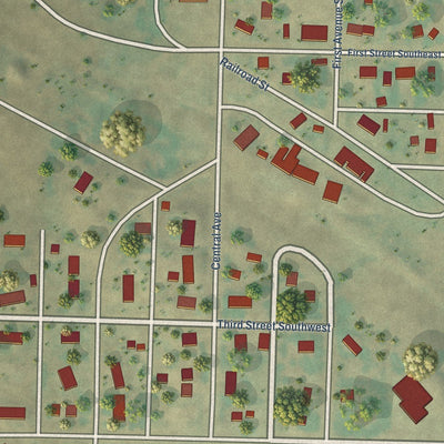 Close-up of the map of Halliday, North Dakota print showing street and building detail
