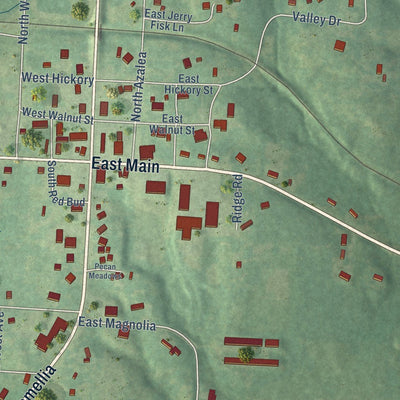 Close-up of the map of Lockesburg, Arkansas print showing street and building detail