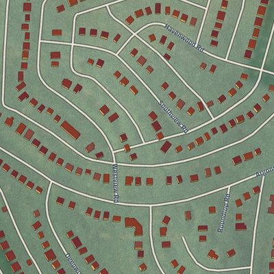 Close-up of the map of Original Northwood, Maryland print showing street and building detail